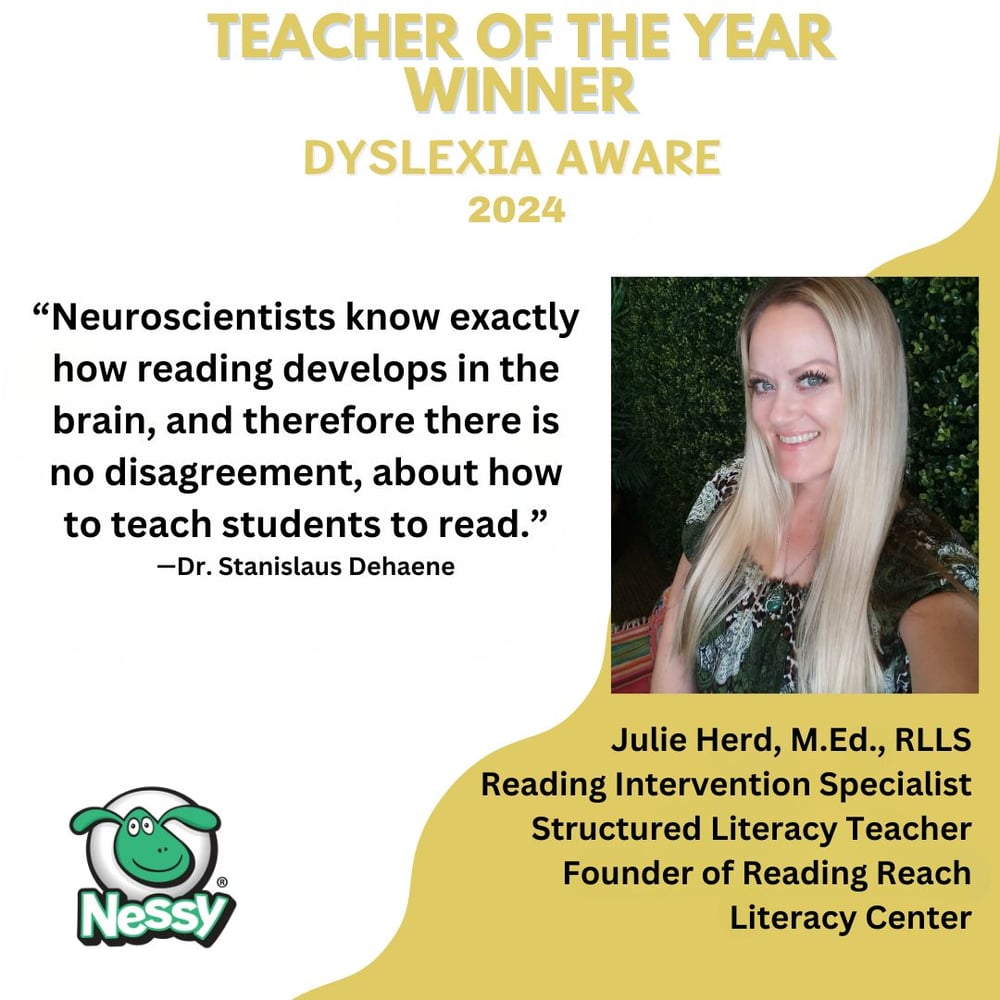Nessy's Teacher of the Year 2024 - Dyslexia Aware - Julie Herd - Reading Intervention Specialist